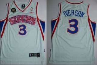 Philadelphia 76ers #3 Allen Iverson White 10TH Swingman Jersey