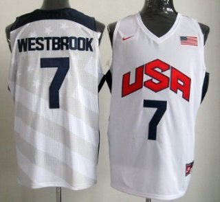 2012 Olympics Team USA #7 Russell Westbrook Revolution 30 Swingman White Jersey