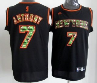 New York Knicks #7 Carmelo Anthony Black Camo Fashion Jersey