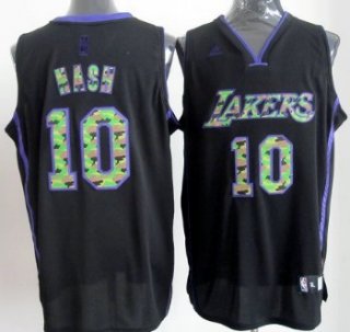 Los Angeles Lakers #10 Steve Nash Black Camo Fashion Jersey