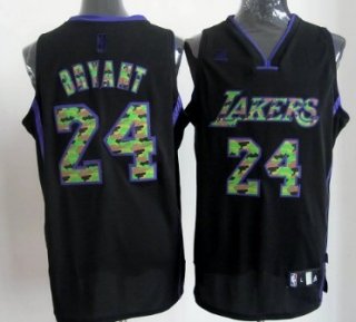 Los Angeles Lakers #24 Kobe Bryant Black Camo Fashion Jersey