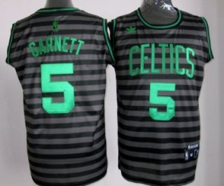 Boston Celtics #5 Kevin Garnett Gray With Black Pinstripe Jersey