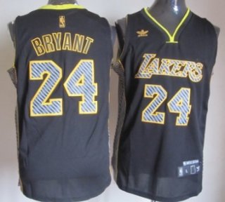 Los Angeles Lakers #24 Kobe Bryant Black Electricity Fashion Jersey