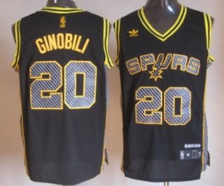 San Antonio Spurs #20 Manu Ginobili Black Electricity Fashion Jersey