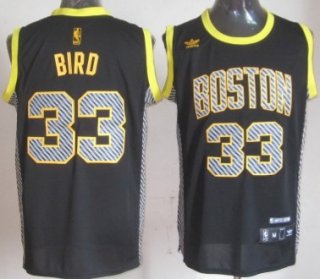 Boston Celtics #33 Larry Bird Black Electricity Fashion Jersey