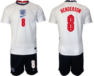 Men 2020-2021 European Cup England home white 8 Nike Soccer Jersey