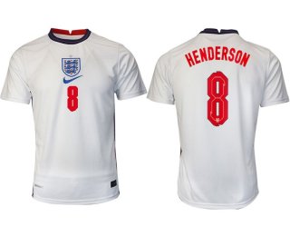 Men 2020-2021 European Cup England home aaa version white 8 Nike Soccer Jersey