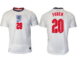 Men 2020-2021 European Cup England home aaa version white 20 Nike Soccer Jersey