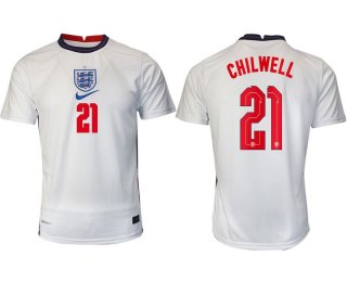 Men 2020-2021 European Cup England home aaa version white 21 Nike Soccer Jersey