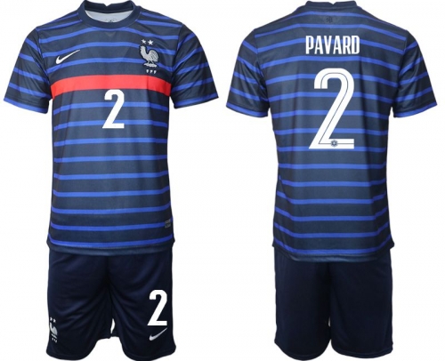 Men 2020-2021 European Cup France home blue 2 Soccer Jersey