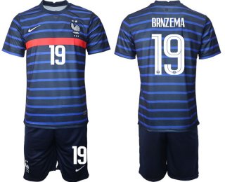 Men 2020-2021 European Cup France home blue 19 Soccer Jersey