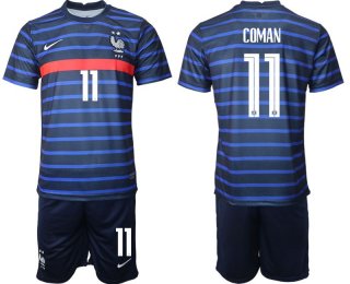 Men 2020-2021 European Cup France home blue 11 Soccer Jersey1