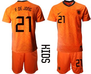 2021 European Cup Netherlands home Youth 21 soccer jerseys