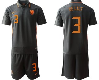 Men 2020-2021 European Cup Netherlands away black 3 Nike Soccer Jersey