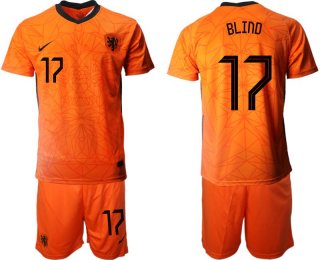 Men 2020-2021 European Cup Netherlands home orange 17 Nike Soccer Jersey