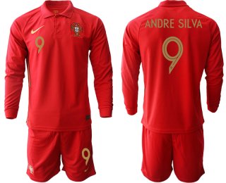 Men 2021 European Cup Portugal home red Long sleeve 9 Soccer Jersey