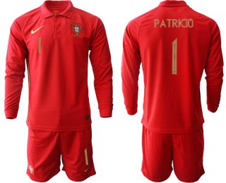 Men 2021 European Cup Portugal home red Long sleeve 1 Soccer Jersey1