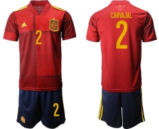 Men 2021 European Cup Spain home red 2 Soccer Jersey