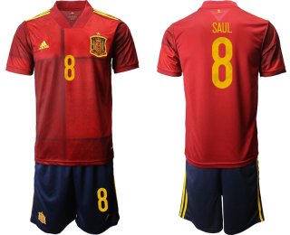 Men 2021 European Cup Spain home red 8 Soccer Jersey