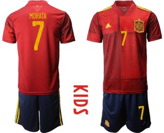 Youth 2021 European Cup Spain home red 7 Soccer Jersey