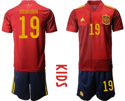 Youth 2021 European Cup Spain home red 19 Soccer Jersey