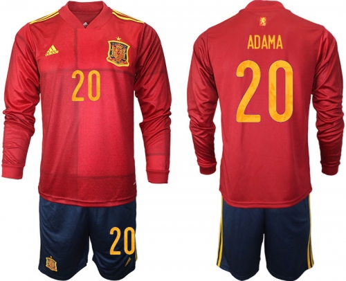 Men 2021 European Cup Spain home Long sleeve 20 soccer jerseys