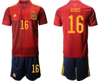 Men 2020-2021 European Cup Spain home red 16 Adidas Soccer Jersey