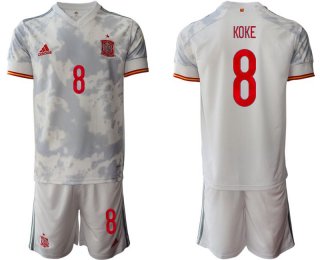 Men 2020-2021 European Cup Spain away white 8 Adidas Soccer Jersey