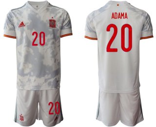 Men 2020-2021 European Cup Spain away white 20 Adidas Soccer Jersey