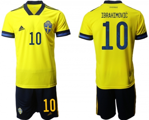 Men 2021 European Cup Sweden home yellow 10 Soccer Jersey1