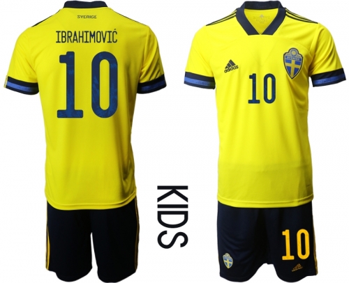 Youth 2021 European Cup Sweden home yellow 10 Soccer Jersey1