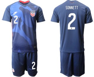 Men 2020-2021 Season National team United States away blue 2 Soccer Jersey