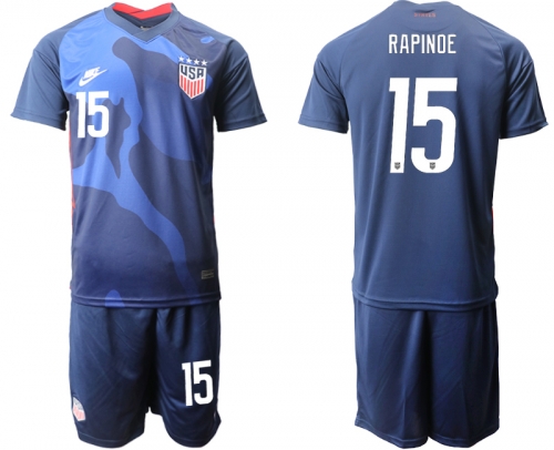 Men 2020-2021 Season National team United States away blue 15 Soccer Jersey