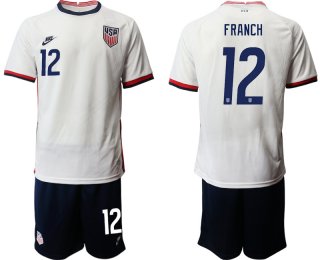 Men 2020-2021 Season National team United States home white 12 Soccer Jersey