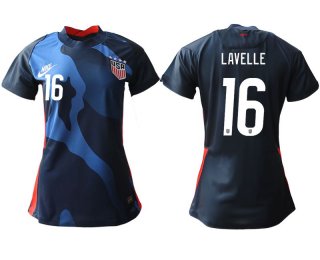 Women 2020-2021 Season National Team America away aaa 16 blue Soccer Jerseys