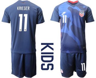 Youth 2020-2021 Season National team United States away blue 11 Soccer Jersey