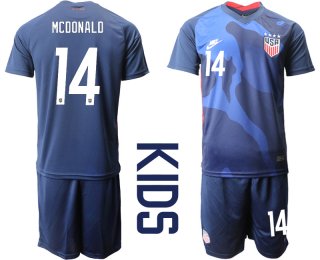 Youth 2020-2021 Season National team United States away blue 14 Soccer Jersey