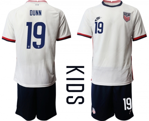 Youth 2020-2021 Season National team United States home white 19 Soccer Jersey