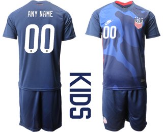 Youth 2020-2021 Season National team United States away blue customized Soccer Jersey