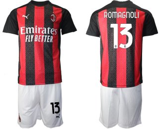 Men 2020-2021 club AC milan home 13 red Soccer Jerseys