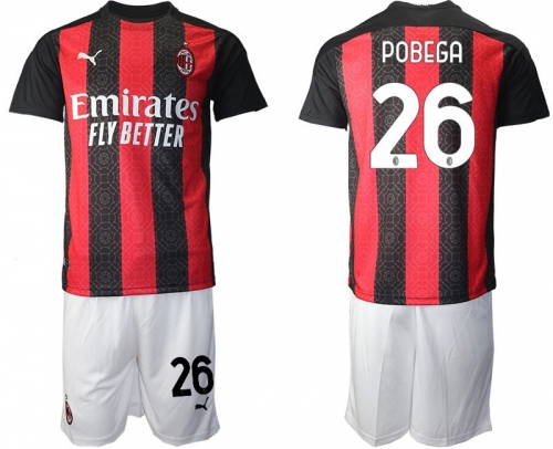 Men 2020-2021 club AC milan home 26 red Soccer Jerseys