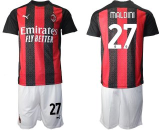 Men 2020-2021 club AC milan home 27 red Soccer Jerseys