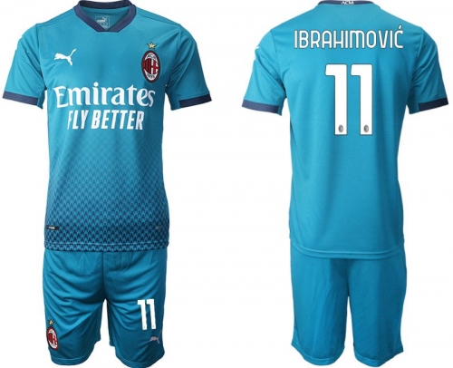 Men 2020-2021 club AC milan away 11 blue Soccer Jerseys