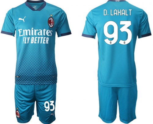 Men 2020-2021 club AC milan away 93 blue Soccer Jerseys