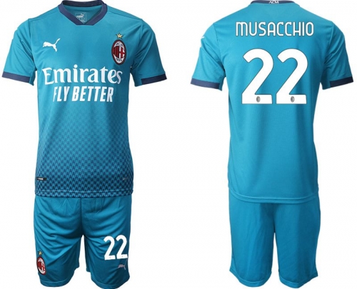 Men 2020-2021 club AC milan away 22 blue Soccer Jerseys1