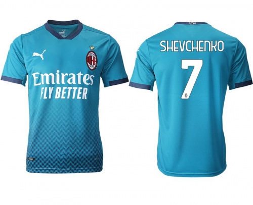 Men 2020-2021 club AC milan away aaa version 7 blue Soccer Jerseys