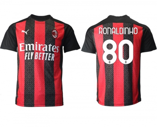 Men 2020-2021 club AC milan home aaa version 80 red Soccer Jerseys