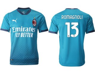 Men 2020-2021 club AC milan away aaa version 13 blue Soccer Jerseys