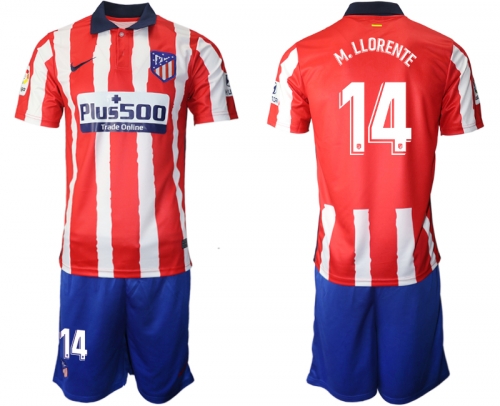 Men 2020-2021 club Atletico Madrid home 14 red Soccer Jerseys