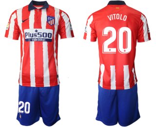 Men 2020-2021 club Atletico Madrid home 20 red Soccer Jerseys